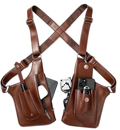 Bandolera Hombre Piel Anti-robo, Bolso de Hombro Tipo Axila Ajustable, Funda de Hombro de Cuero Premium, Mochila Pecho Cruzada para Viaje y Exterior, Bolso de Pech Invisible