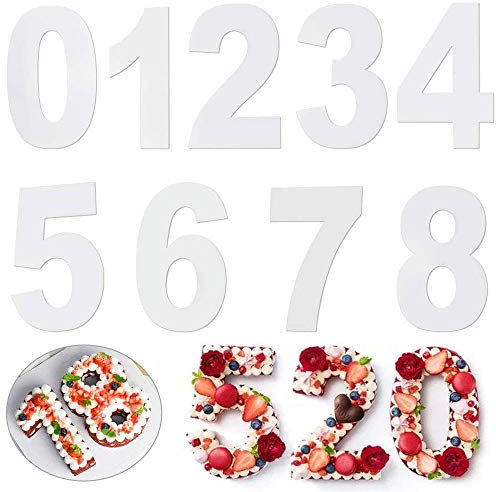 AMACOAM Backform Zahlen Groß Backformen Set Kuchen Zahlenform Zahlen 10 Inch Kuchenform Torten Zahlen 0-8 Große Anzahl Back Kuchen Form für Geburtstag Hochzeit Jahrestag Tortendekoration 9 Stück