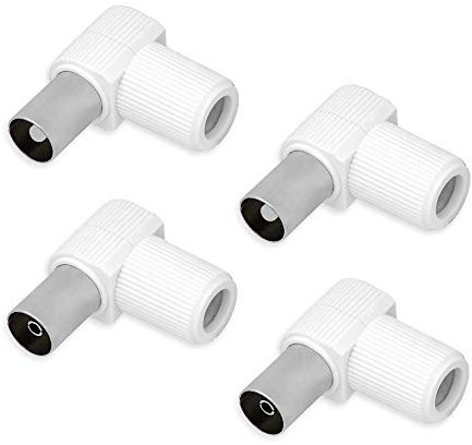 E.T TV Koax 2x Winkelstecker 2x Winkelbuchse Set Antennenstecker Kupplung Adapter Stecker Buchse Koaxialkabel