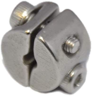 Anello di bloccaggio per fune metallica, 8 mm, 2 pezzi, con 2 viti, morsetto in acciaio inox A4 NIRO, AISI 316 Nirosta