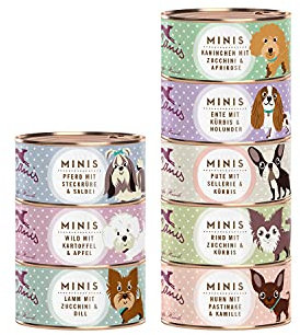 Terra Canis Minis-Kennenlernpaket, Hundefutter nass getreidefrei 8 x 100 g – Premium-Nassfutter für kleine Hunde, mit Rohstoffen in 100% Lebensmittelqualität