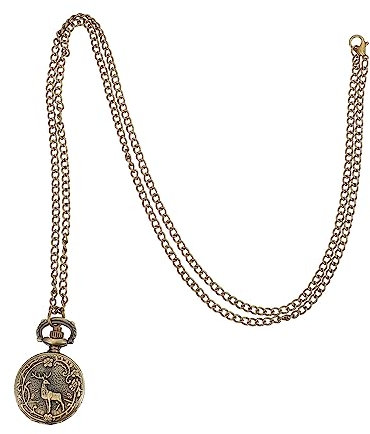 Mikikit 2 STK Taschenuhr Vintage Kettenuhr Uhrenhalskette Aus Messing Strumpffüller Kette Digitaluhr Elch-hängeuhr Elch-uhrenanhänger Elch Hängt Steampunk Legierung Mann Hängende Kette