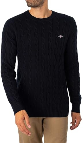 GANT Herren Cotton Cable C-neck Pullover, Evening Blue, L EU