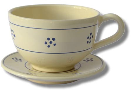 Tazza Colazione grande con Manico in terracotta, Set tazza da latte con piattino, Tazza latte grande 500 ml per thè, infusi e bevande calde. Disegno Stelle – Colì.