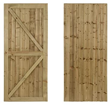Featheredge Wooden Garden and Side Gates, Fully Framed and Capped (v2)(H-1800, W-850, Natural (Light Green) Finish)