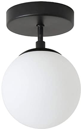 TPWEWRX Nordic Modern Globe Deckenleuchte 1-Licht Eingang Veranda Deckenlampe Minimalistische Deckenleuchten für Schlafzimmer Foyer Flur Wohnzimmer Esszimmer Küche (Black)
