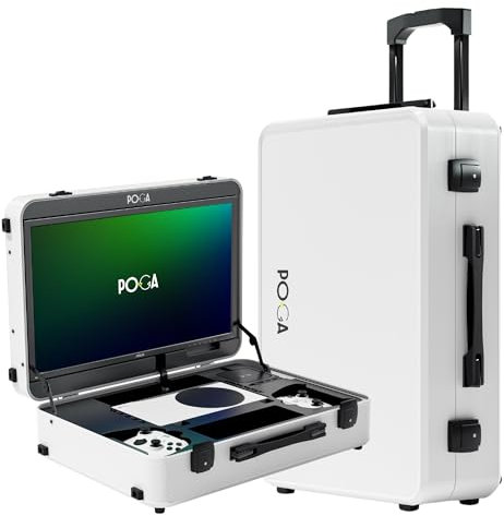 Indi Gaming Poga Pro White Gamingkoffer kompatibel mit Xbox One X, inkl. Asus VP228HE Full-HD Gaming Monitor 21,5 Zoll, Abnehmbarer Trolley, Digitus USB 3.0 Büro-Hub, (Konsole Nicht enthalten)