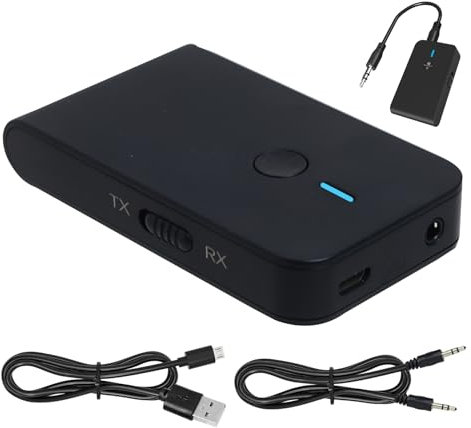 Bluetooth 5.3 Receiver for Speaker,Wireless Audio Adapter with 3.5mm Jack,Dual Connection for 2 Devices,20 Hours Playtime,Easy Control for Home and Car Stereo,Bluetooth Aux Adapter for Music Streaming