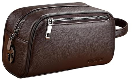 perfeclan Bolso de Mano, Regalo Informal para Padre, Marido, Novio, Bolso con Cremallera, Bolso de Mano para Hombre, Marrón con Cerradura