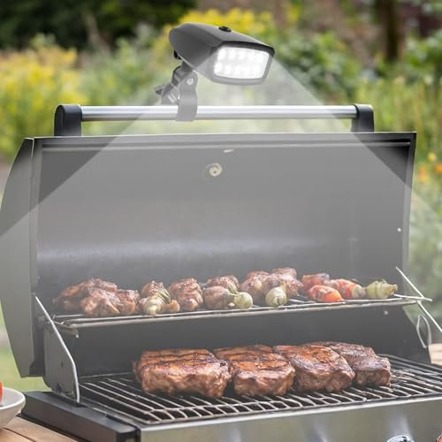 Luce per barbecue a LED, girevole a 360°, luminosa, a 10 LED, ultra resistente alla pioggia, resistente al calore, portatile, pratica illuminazione per barbecue, per tutti i tipi di barbecue