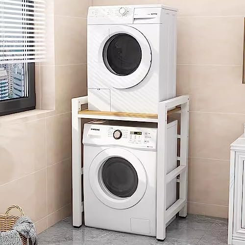 CHENLIU Dryer Stand Stacking Kit for Washing Machines/Washer Tumble Dryer Shelf Stacker, Washer Dryer Intermediate Frame Stacking Bracket Kit Over Washer Storage Unit, Bearing Capacity 300kg,White