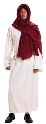 Velcoxplay Disfraz de Jesús de Halloween para adultos, túnica bíblica religiosa sagrada, fiesta de Halloween, juego de rol, XL