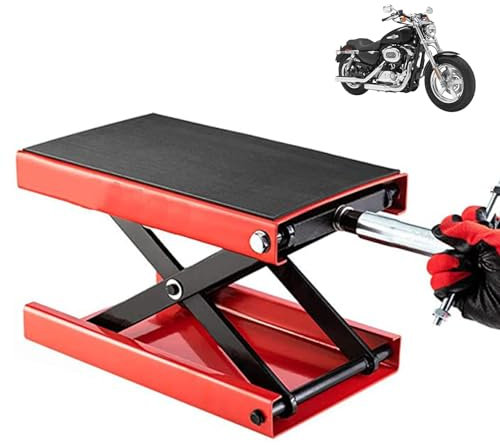 Sollevatore a forbice per moto, altezza regolabile fino a 500 kg, parte superiore antiscivolo in gomma, spessore 9,2 cm, facile da usare per moto, ATV, moto da cross