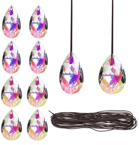KQDRAVINE 10 Piezas de Atrapasoles, Cristal para Atrapasoles de 38 mm, Cristales para Colgar, Cristales para Niños con 5 m de Cuerda, Regalo de Cumpleaños, Regalo de Navidad