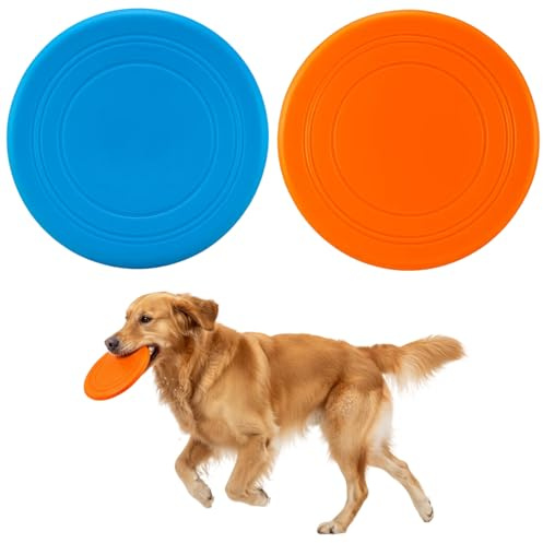 Dog Frisbee, 2 Pack Indestructible Flying Disc for Dogs, 17.8 cm Durable Frisbee Dog Toy for Outdoor Play, Kong Frisbee for Dogs and Kids