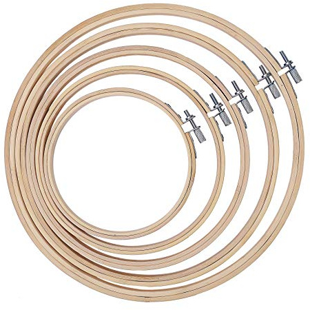 Embroidery Hoops Bordado Herramienta de Punto Aros de Bordado de Bambú Herramientas de Bordado para Bricolaje Circulares Bambú Ajustables - 5 tamaños
