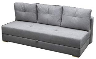 mb-moebel Sofa mit Schlaffunktion und Bettkasten, Couch für Wohnzimmer, Schlafsofa Federkern Sofagarnitur Polstersofa Wohnlandschaft mit Bettfunktion - 203x99x92cm - VARDO (Hellgrau)