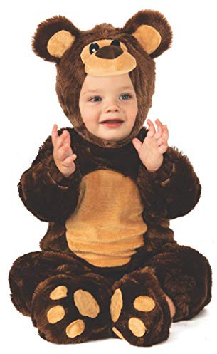 Rubies teddy kostym för pojkar och flickor, babystorlek 1–2 år, apabrun med mössa, original halloween, jul, karneval och födelsedag