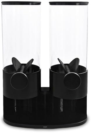 mikamax – Müsli- und Cerealienspender Doppel 3L, Design Spender für Müsli und Cornflakes, Einzigartiges Design, 2x 3L – Lebensmittelspender