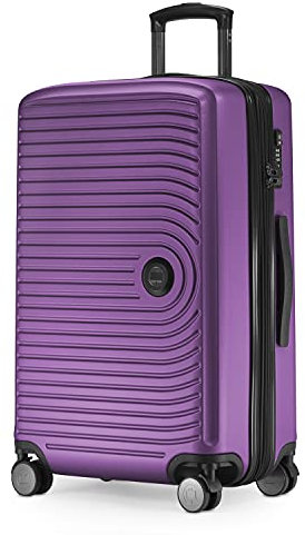 HAUPTSTADTKOFFER Mitte - Valigia Media a Guscio Rigido, TSA, 4 Ruote, Bagaglio da Stiva con Espansione di Volume di 8 cm, 68 cm, 88 L, Melanzana