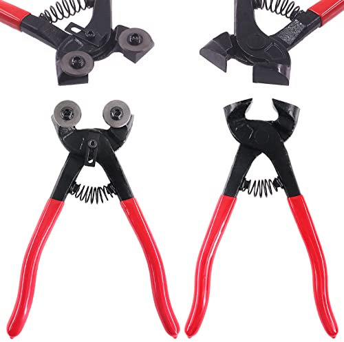 Swpeet Juego de 2 herramientas de mosaico, incluyendo pinzas de corte de mosaico de vidrio resistente y pinzas de azulejos, acero de aleación endurecida, perfecto para cortador de mosaico de azulejos