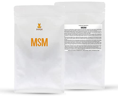 Snadi - Pura Polvere di MSM 1 KG | Metilsulfonilmetano con il 99,9% di Purezza | Vegano e Senza Additivi | Alta Bio-assorbimento | Per la Pelle, le Unghie e i Capelli, Senza Colore, Taglia 1 KG