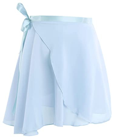 Phoeswan Dance Skirts for Girls, Light Blue Ballet Chiffon Wrap Skirt, Toddler Ballet Skirt for Girls 4-7 Years Old (Height: 39.4-53.1), Size Small