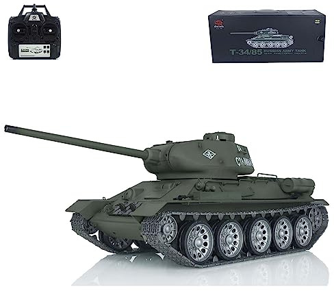 wheelfun 1/16 HengLong infraröd strid RC-pansarvagn T34-85 med 360° roterande torn, metallöverväxlar & BB-Airsoft-skottfunktion