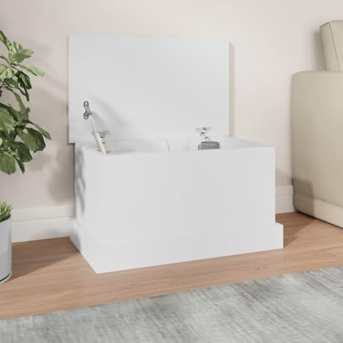 Homgoday Cassapanca con coperchio, in legno, per corridoio, camera da letto, soggiorno, bianco, 50 x 30 x 28 cm