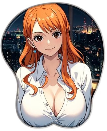 One Piece NaMi Tapis de Souris Anime Girl Sexy 3D - Tapis de Souris Big Chest avec Repose Soft - pour PC Ordinateurs Portables