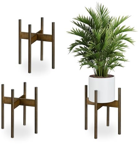 Relaxdays D: 29 cm Supporto per Fiori e Piante in Vaso, Set da 3 Portavasi, Fioriere da Interno, in bambù, Marrone