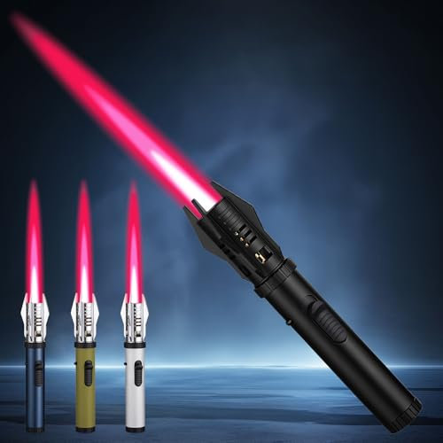 Sturmfeuerzeug Feuerzeug Jetflame, SOARFLY Gas Nachfüllbar Winddicht Jet Feuerzeug, Flambierbrenner Abschließbar für Kamin, Grill, Kerzen, Geschenke für Männer, Schwarz (Butan Nicht inbegriffen)