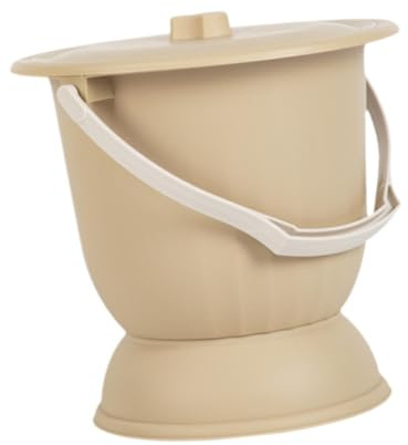 Oshhni Escupidera con tapa, bacinilla portátil, inodoro portátil engrosado, orinal nocturno, orinal para mujeres, hombres y mujeres, Amarillo