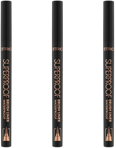 Catrice Superproof brush liner vattentät, eyeliner, nr 010, svart, långvarig, expressresultat, högpigmenterad, vegansk, vattentät, utan mikroplastiska partiklar, utan parfym, 3-pack (3 x 0,45 ml)