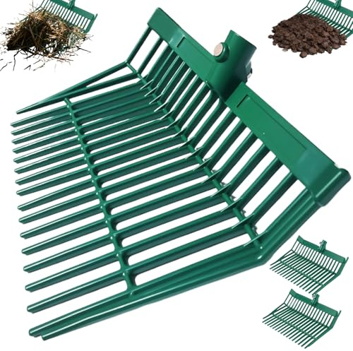 2 Green hay Fork Heads, 18-Tooth Manure Fork Replacement Head, ABS Plastic Material, with Screws and Nuts, Suitable for Shoveling Horse, Cattle, Sheep Manure and Gardening hay, etc(Two Green)