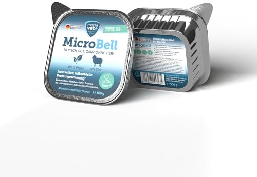 Marsavet veganes Nassfutter für Hunde – MicroBell mit mikrobiellem Protein - 300 g. Hypoallergenes Nassfutter ohne Getreide und Gluten. Innovatives veganes Alleinfuttermittel für Hunde.
