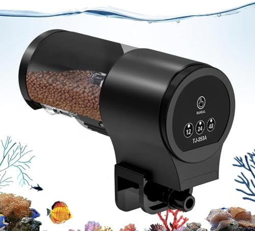 Dopsyesn Distributeur Automatique De Nourriture pour Poissons pour Aquarium - Distributeur Automatique et Manuel pour Aquarium,Accessoire 100ml avec Minuterie 12H/24H/48H pour Distribution de Flocons