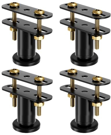LUPATDY Gambe del Letto Regolabili in Altezza 8 - 12 cm, 4 Pezzi, Set di Rinforzo per Travi Centrali e Rete a Doghe, Robusti Piedini di Supporto per Telaio del Letto (Nero)