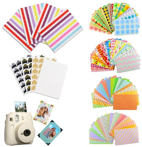 88 Stück Fotorahmen Aufkleber Set,504 Stück Fotoecken Selbstklebend,DIY Deko Sticker Set Mini Bilderrahmen Aufkleber Filmrahmen für Polaroid & Fujifilm Instax Mini Film 11 9 8 70 7s Kamera Foto