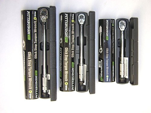 Set of 3 Pittsburgh Pro Reversible Click Type Torque Wrench Sizes 1/4, 3/8, 1/2 by Pittsburgh Pro