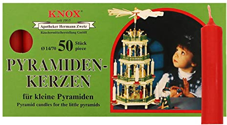 Knox Pyramid Candles for Small Christmas Pyramids, 14/70 mm, Red