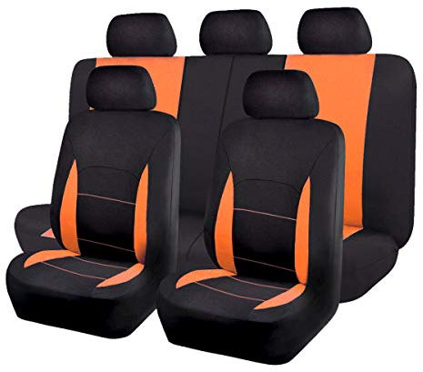 Flying Banner Sitzbezüge Auto Universal Set (Vollständige Reihe, Orange und Schwarz)