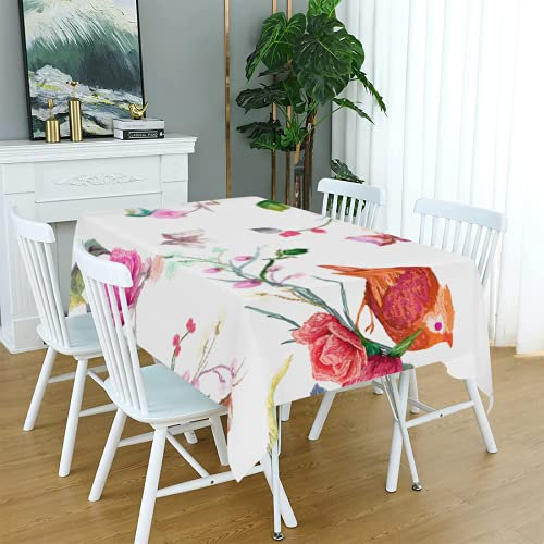 Colorido patrón de flores rectángulo mantel poliéster cubierta de mesa decorativa para la cocina comedor fiesta al aire libre barra de café libre arrugas paño de mesa