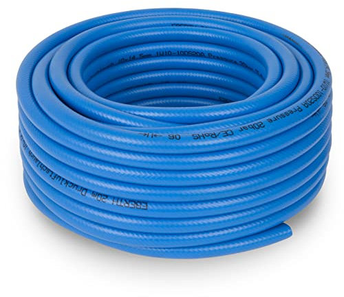 EBERTH manguera de aire comprimido 20 m de longitud, manguera de compresor con 10 mm x 14,5 mm de diámetro (interior x exterior) y 20 bar de presión, accesorios para herramientas sin acoplamiento