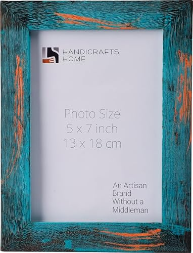Handicrafts Home Driftwood Wooden Picture Frame, Handmade Rustic 5x7 Photo Frame for Wall & Tabletop, Vintage Farmhouse Boho Home & Desk Decor, Gallery Wall Frame, Wedding & Christmas,Gift, Bali