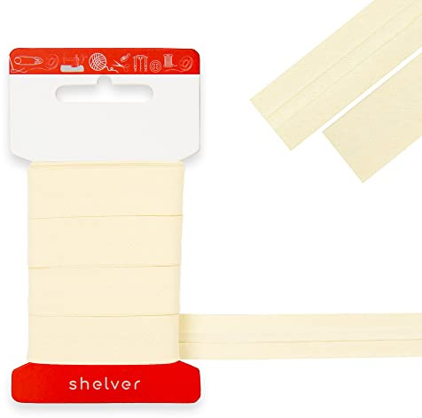 Bias Binding Tape for Sewing, Bias Tape, Bunting Tape, 20mm Single Fold, 100% Cotton, 30 Colours (Ivory)