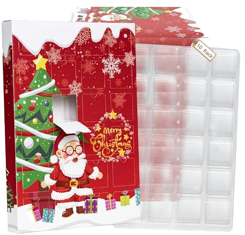 Empty Christmas Advent Calendar Box 2026, 10 Sets Blind Box w/ 24-Cavity Blister Trays Fill Yourself DIY Treat Gift Box, Easy-to-Use Countdown Box to Fill for Xmas Giving Gathering 12x8x1.25