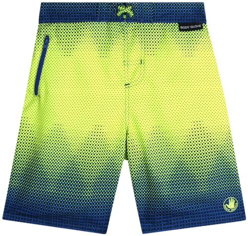 Body Glove Boys Swim Trunks - UPF 50+ Quick Dry Boys Swim Board Shorts Bathing Suit Kids Swimwear with Pockets (Sizes: 8-16), Size 8, Blue Green Dots