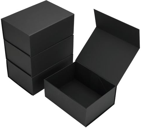 Ditwis Geschenkboxen mit Magnetverschluss, 24,1 x 17,8 x 10,2 cm, schwarze Magnetbox für Hochzeit, Trauzeugen, Brautjungfernantrag, Geburtstage, Muttertag, 4 Stück