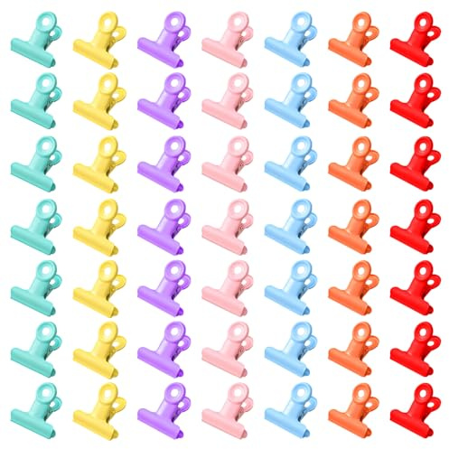 Keboyoe 49 Piezas Clips Bulldog Metal Colores Clips Bulldog Pequeños Pinza Bulldog Binder Clips Binder Bisagra Clip 30 mm Pinzas Papel de Bisagra Clip para Fotos,Papel,Oficinas,Cocina